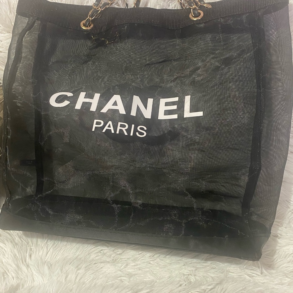 Black Mesh Tote Bag